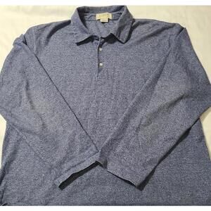 J Crew Collared Sweater LS Polo Mens Sz 2XL Donegal Heather Blue Cotton Pullover